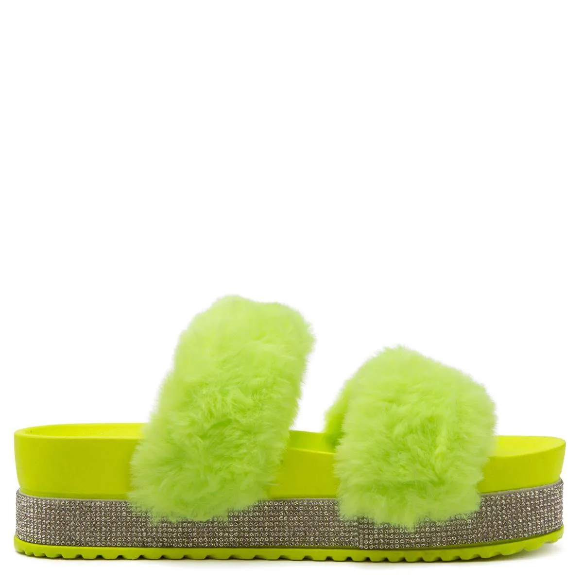 Nighttime-03 Double Band Fur Sandals