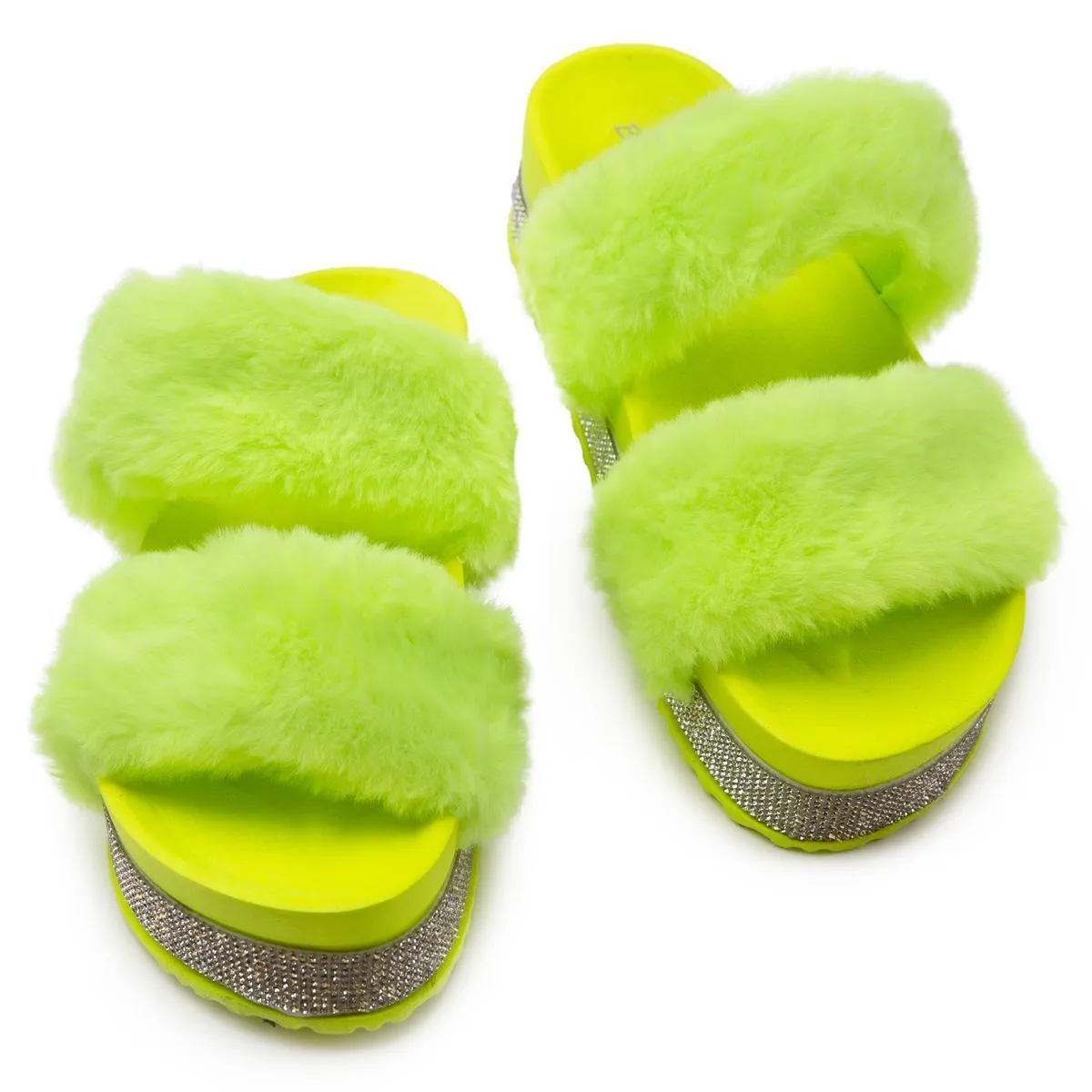 Nighttime-03 Double Band Fur Sandals