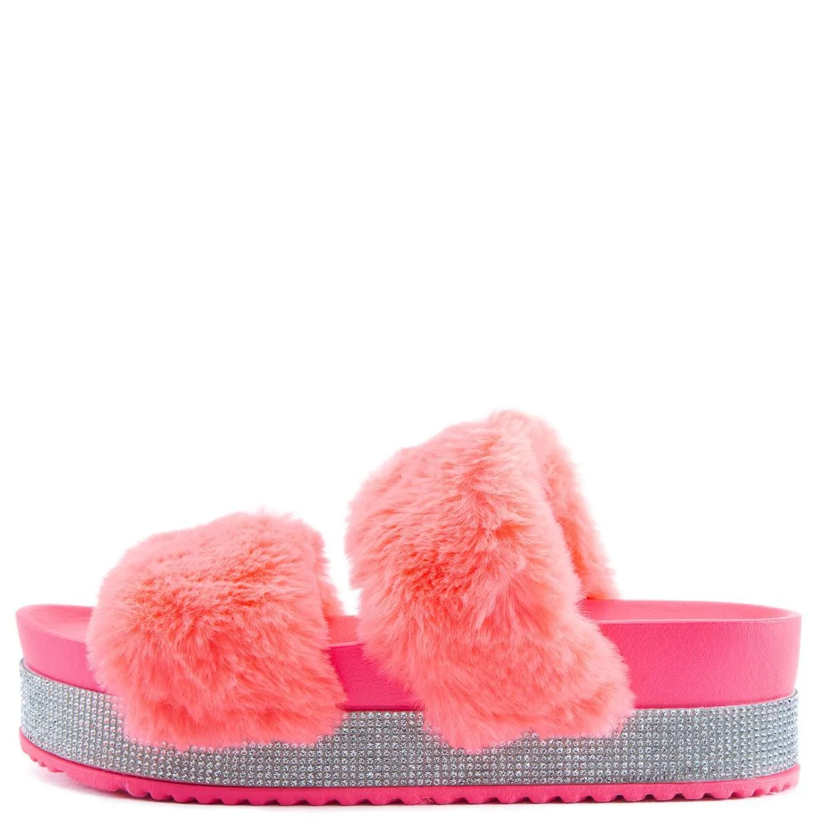 Nighttime-03 Double Band Fur Sandals