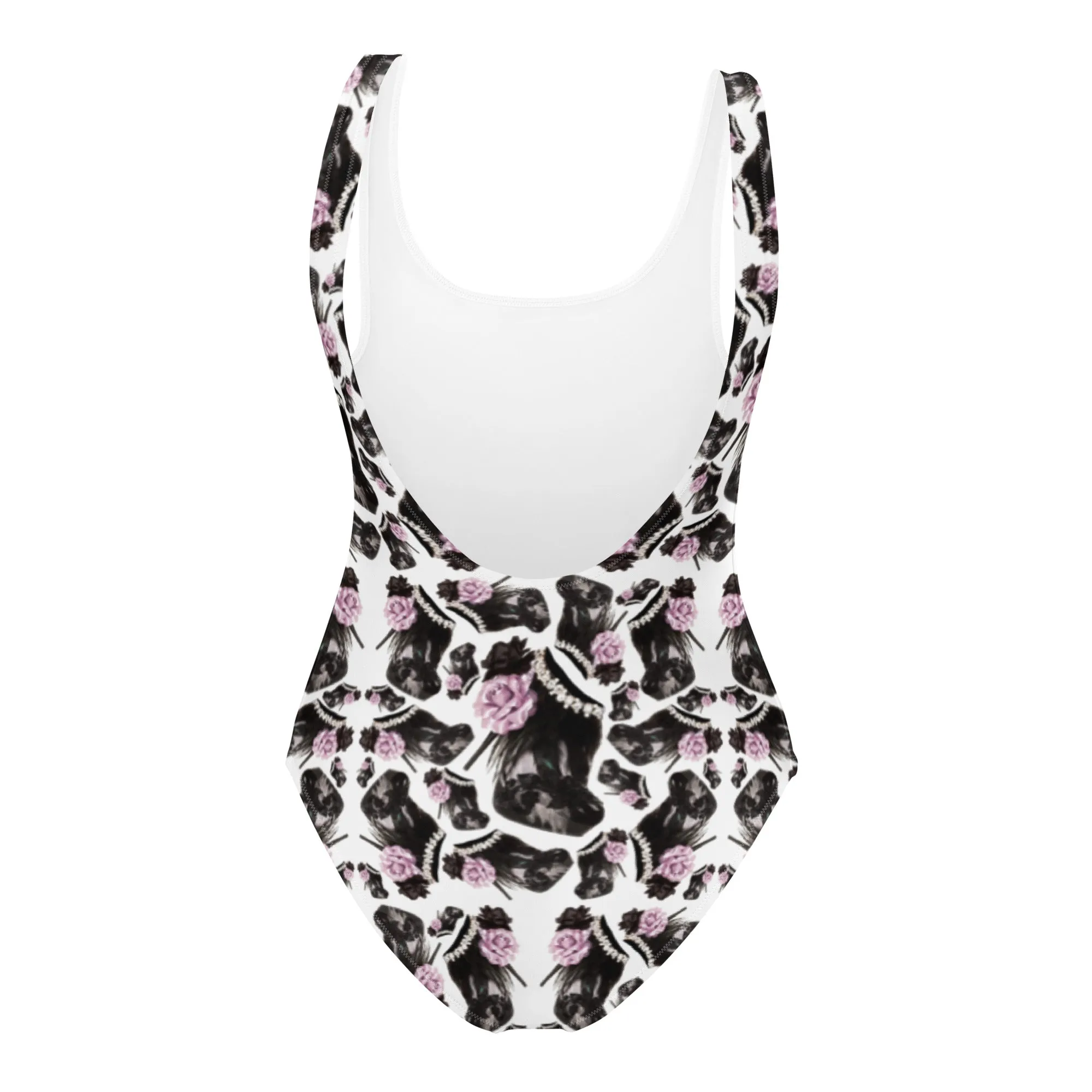 One-Piece Swimsuit 'Lilac feathers boots'