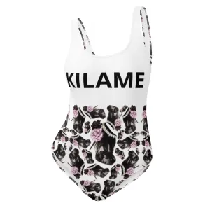 One-Piece Swimsuit 'Lilac feathers boots'