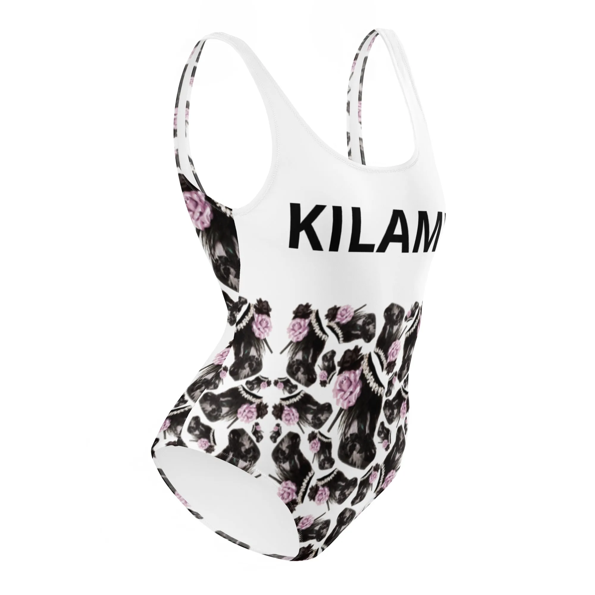 One-Piece Swimsuit 'Lilac feathers boots'