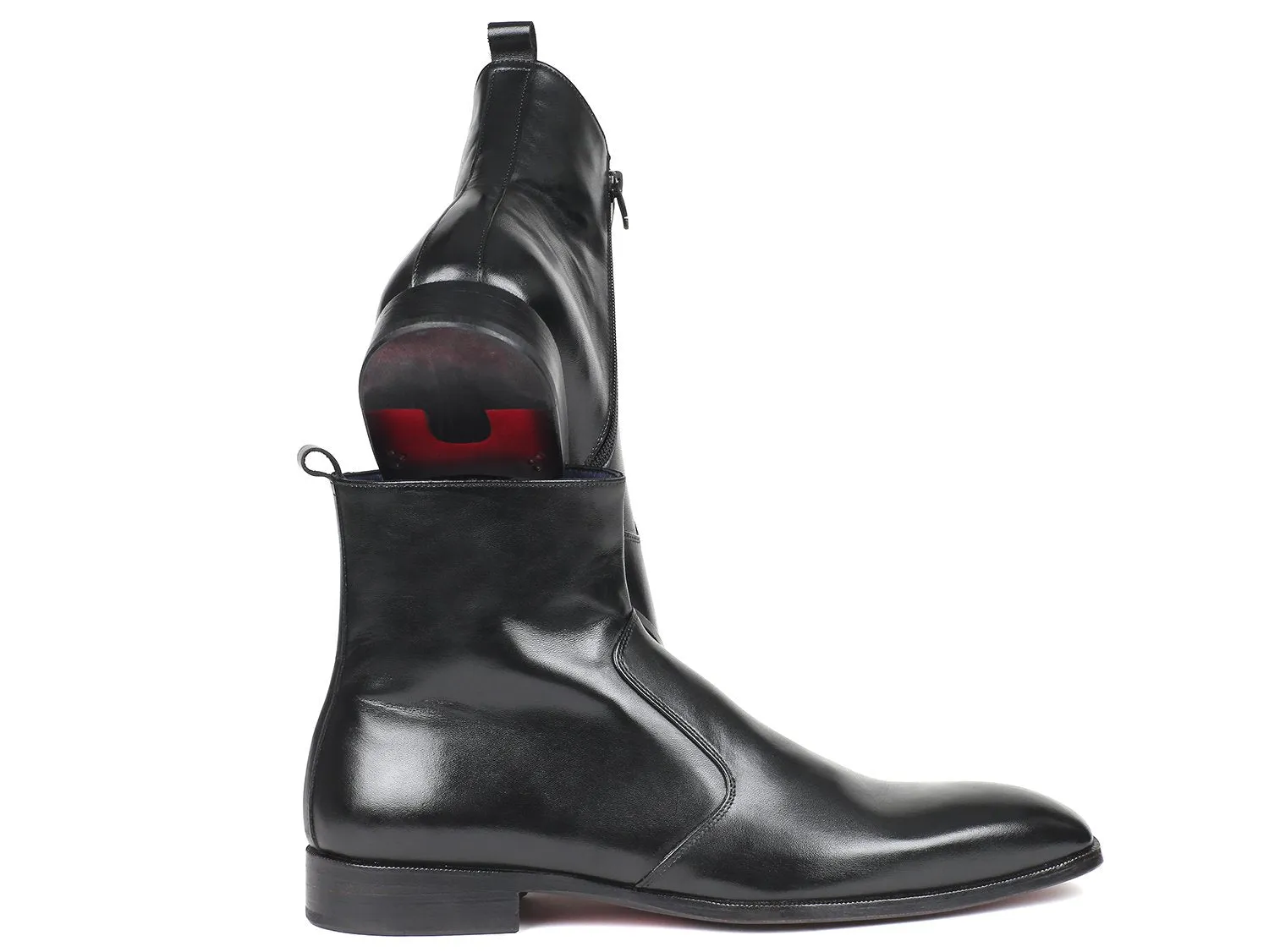 Paul Parkman Black Leather Side Zip Boots