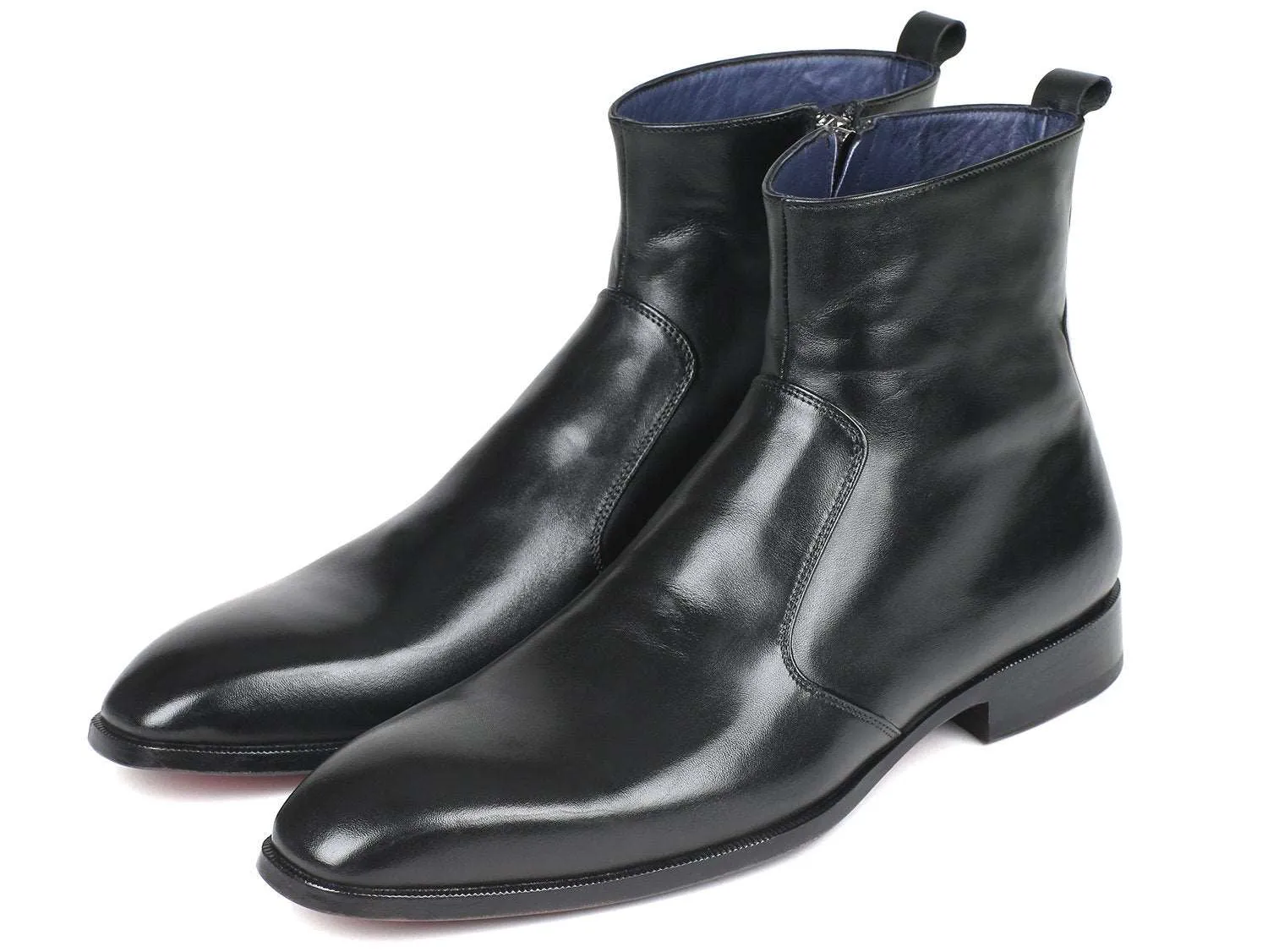 Paul Parkman Black Leather Side Zip Boots