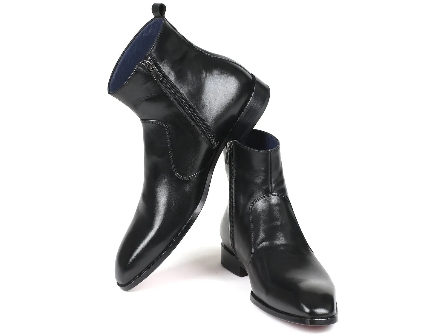 Paul Parkman Black Leather Side Zip Boots