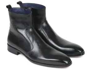Paul Parkman Black Leather Side Zip Boots