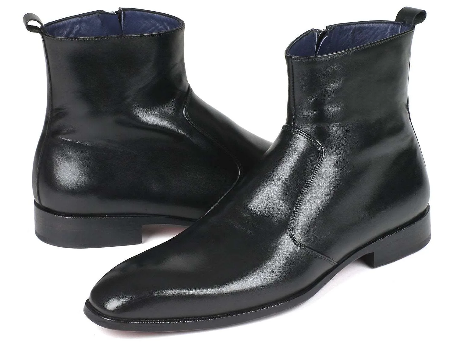 Paul Parkman Black Leather Side Zip Boots