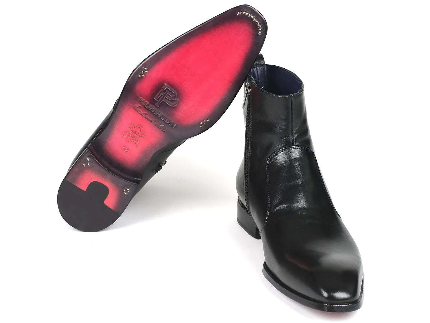 Paul Parkman Black Leather Side Zip Boots
