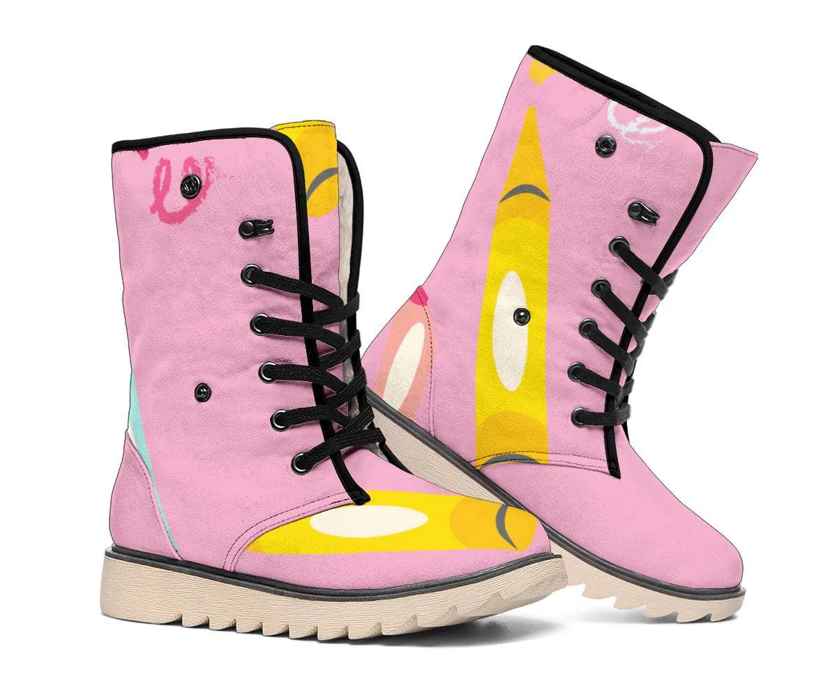 Pink Crayon Polar Boots