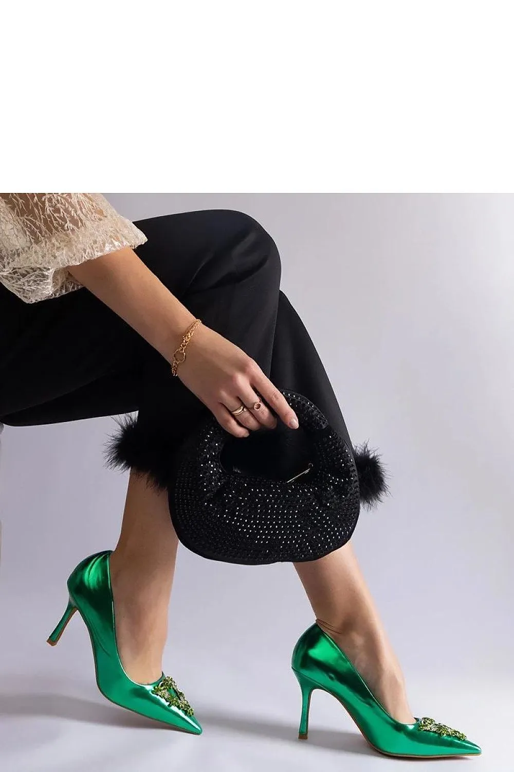 Pink high heels adorned with zircons