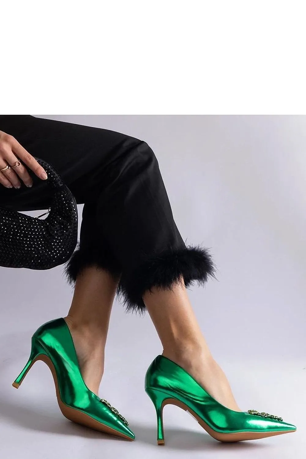 Pink high heels adorned with zircons
