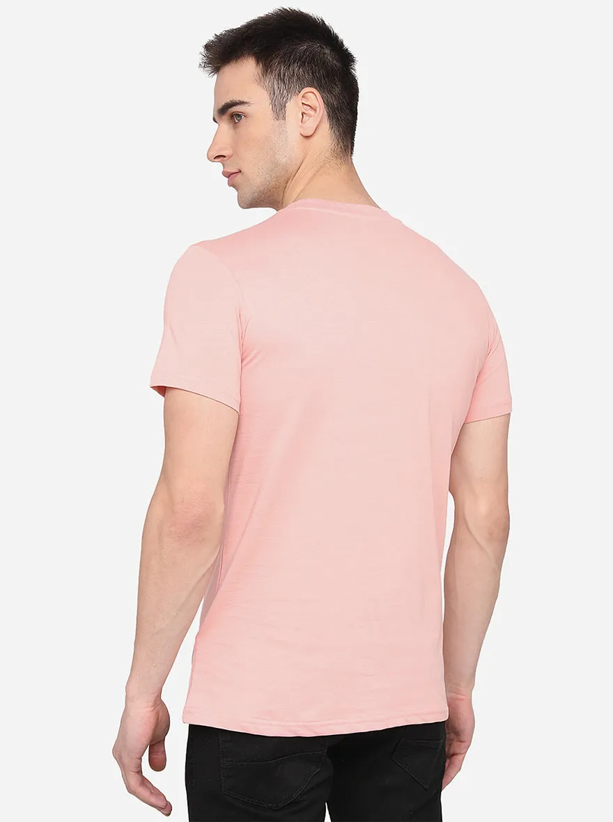 Pink Printed Slim Fit T-Shirt | Greenfibre
