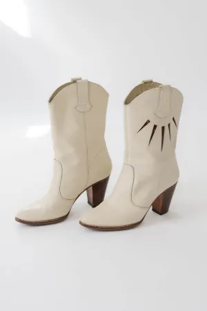 Pony Hair Sunburst Stacked Heel Cowboy Boots ~ 7-7.5