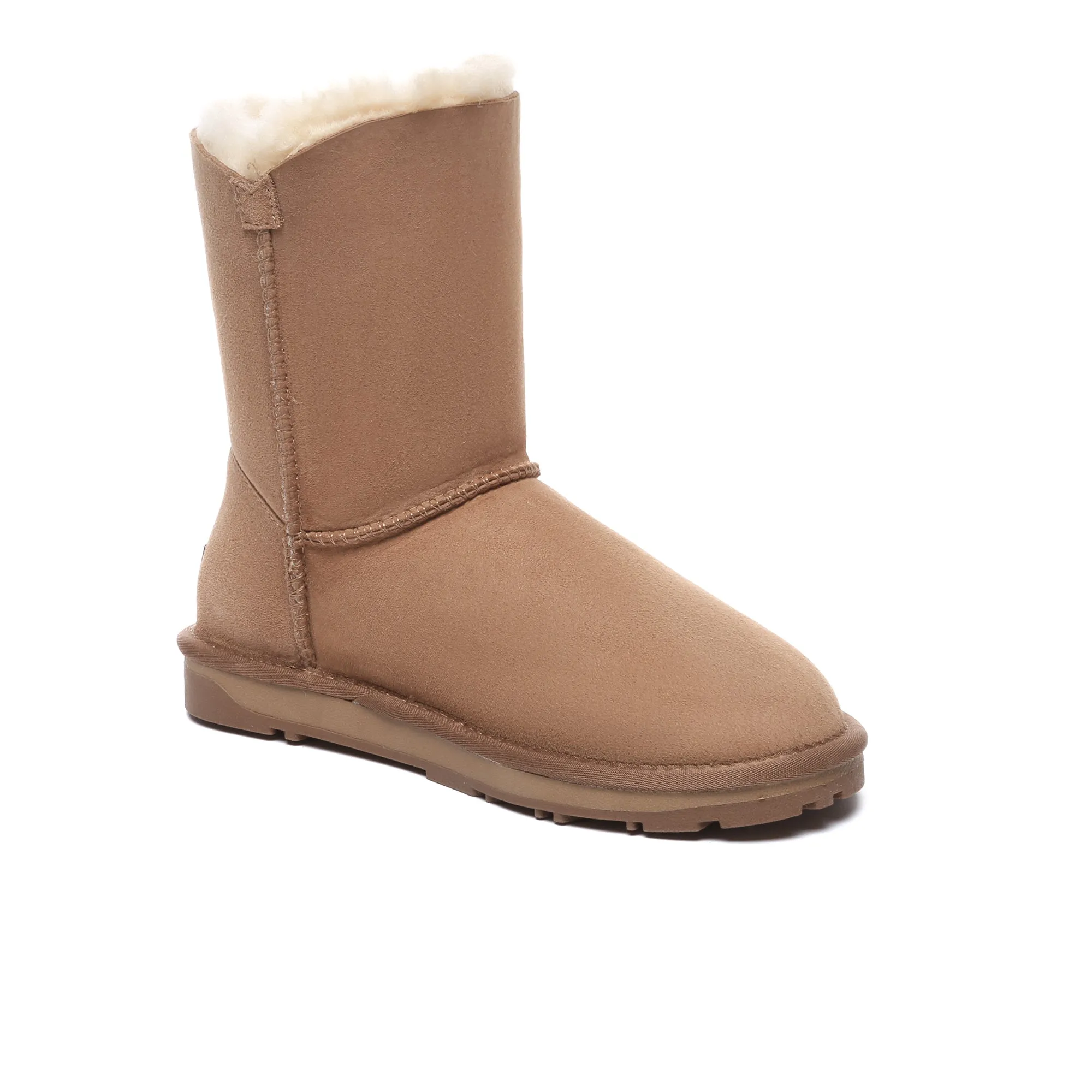 Premium Short Button Classic Sheepskin Boots
