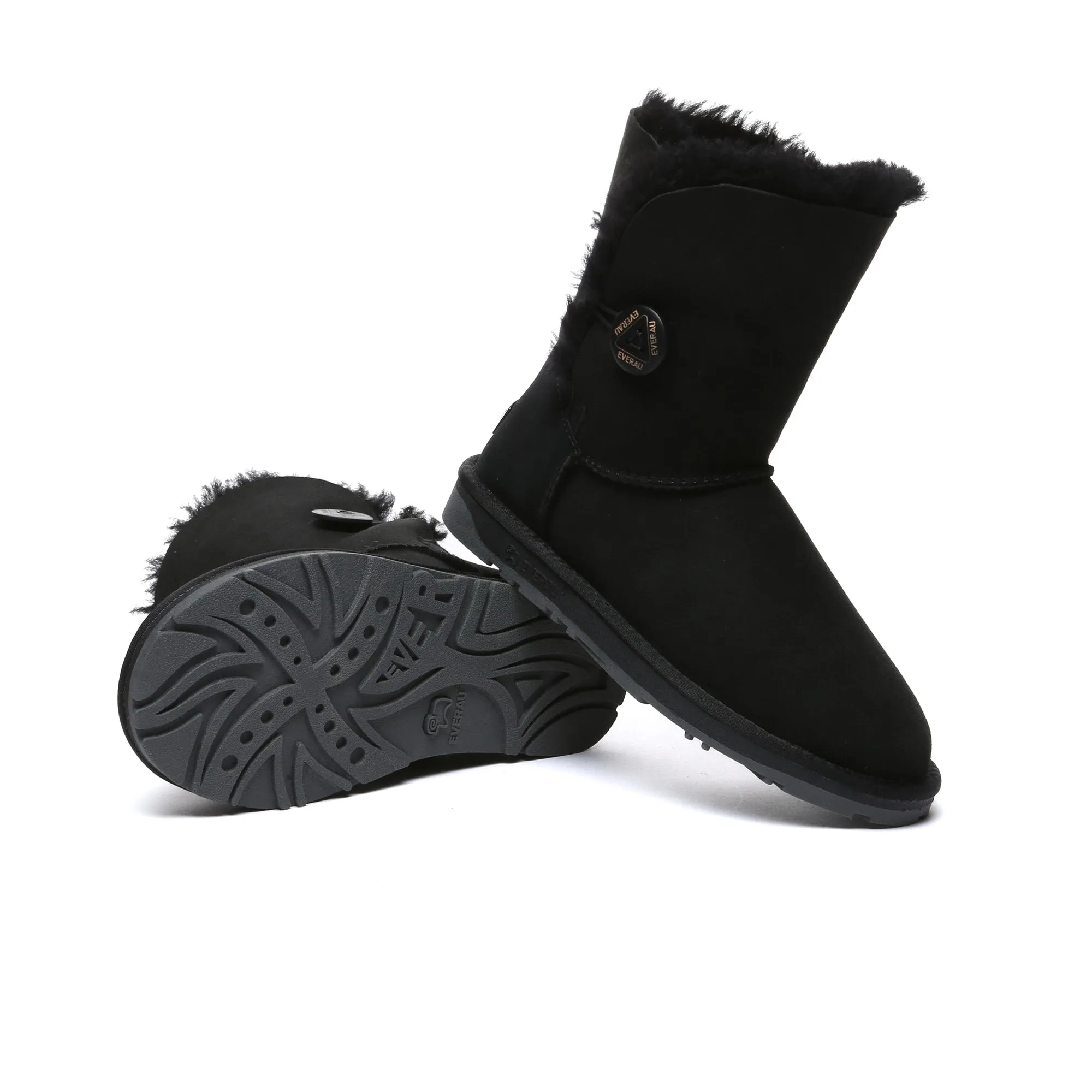 Premium Short Button Classic Sheepskin Boots