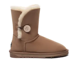 Premium Short Button Classic Sheepskin Boots