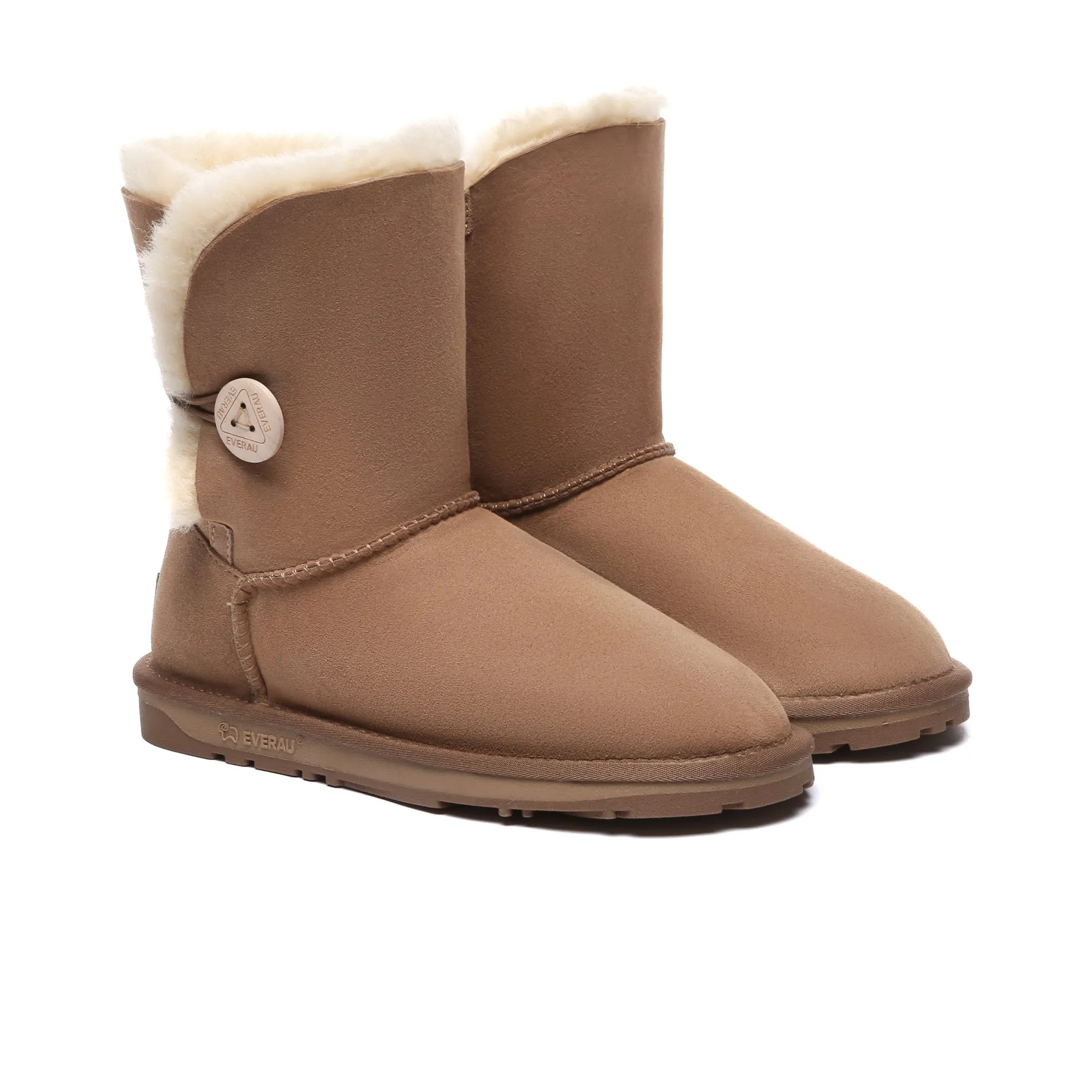 Premium Short Button Classic Sheepskin Boots