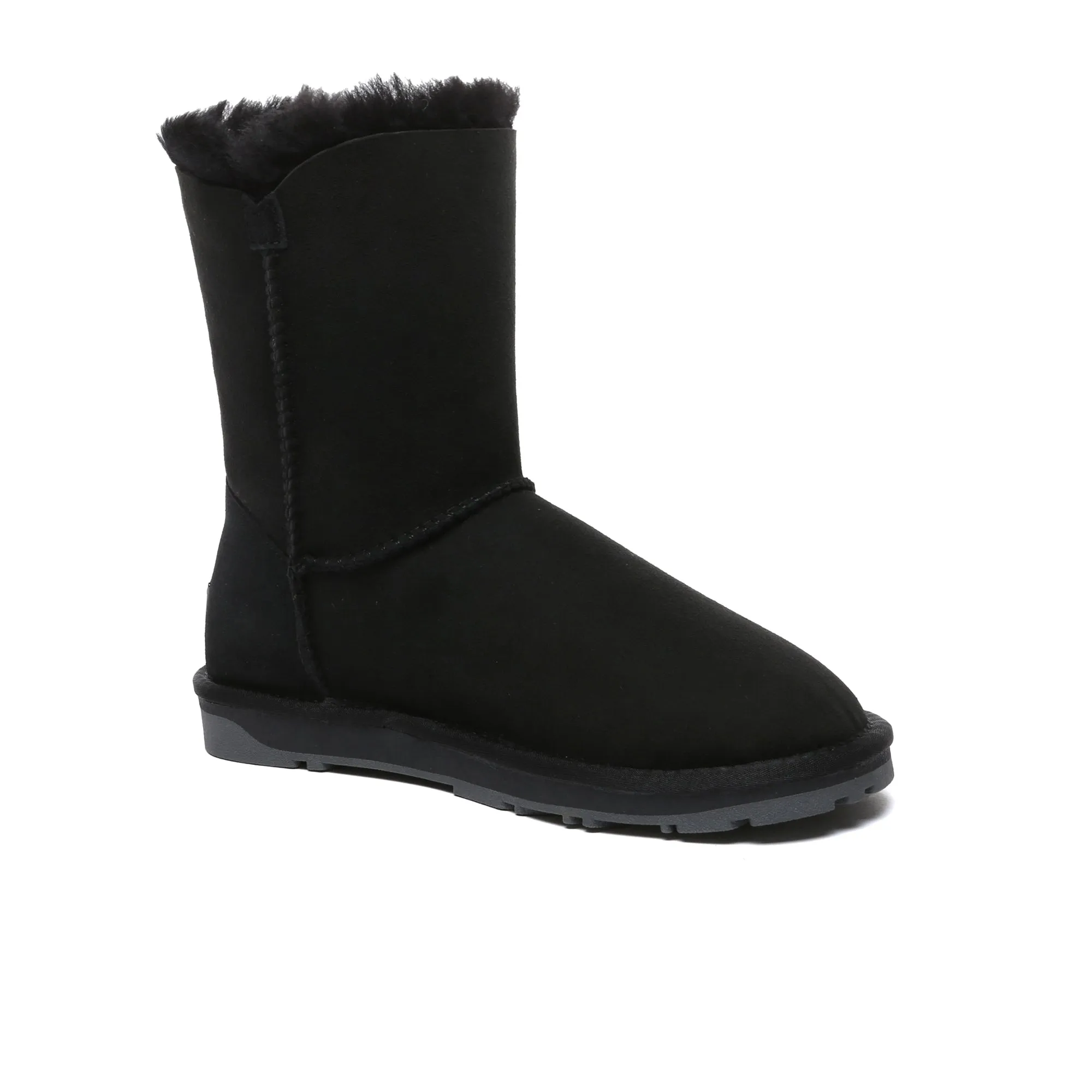 Premium Short Button Classic Sheepskin Boots