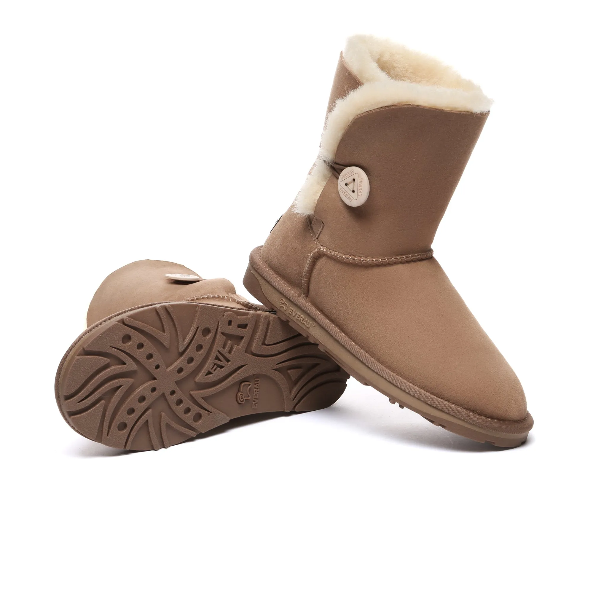 Premium Short Button Classic Sheepskin Boots