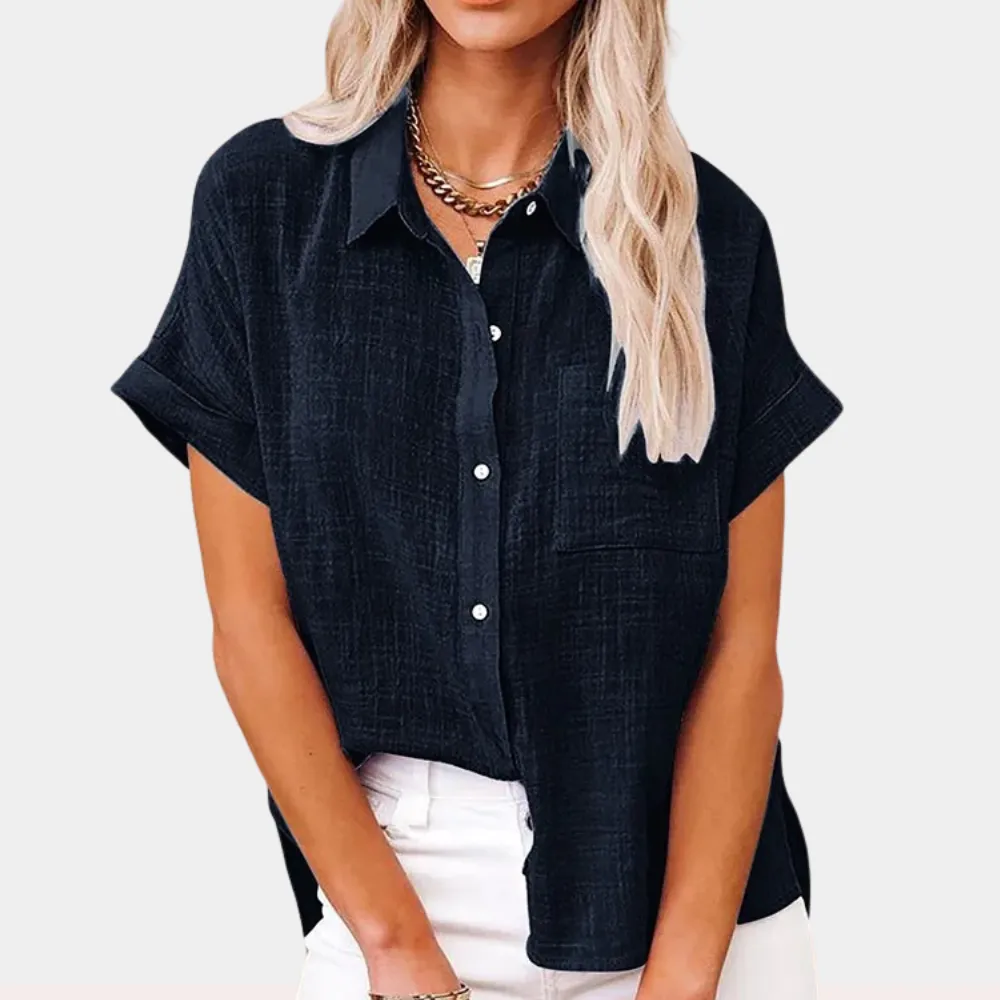Relaxed Fit Button-Down Top