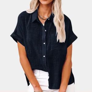 Relaxed Fit Button-Down Top