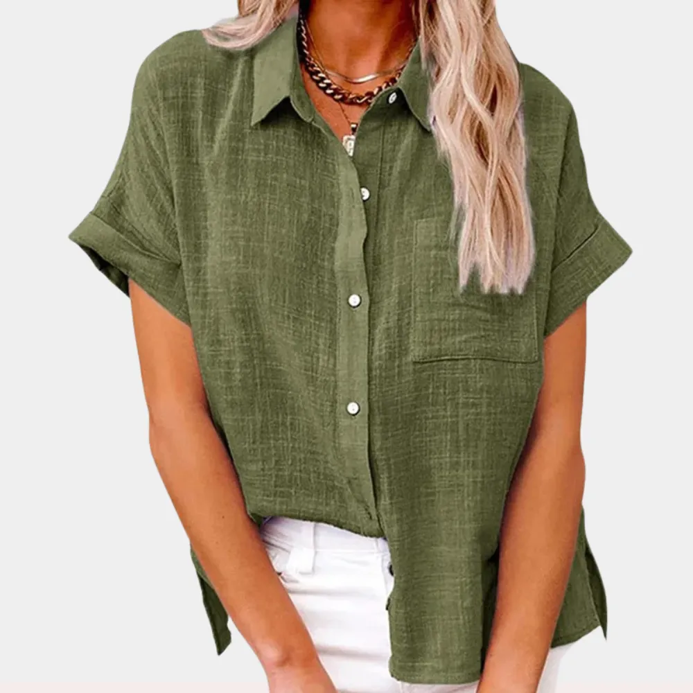 Relaxed Fit Button-Down Top