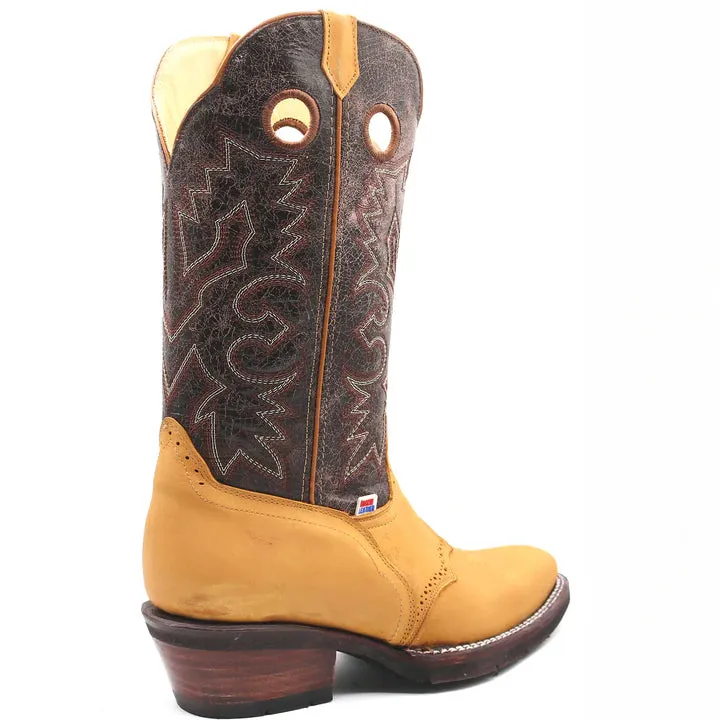 RockinLeather Men's Distressed Brown Narrow Square Toe Western Boot