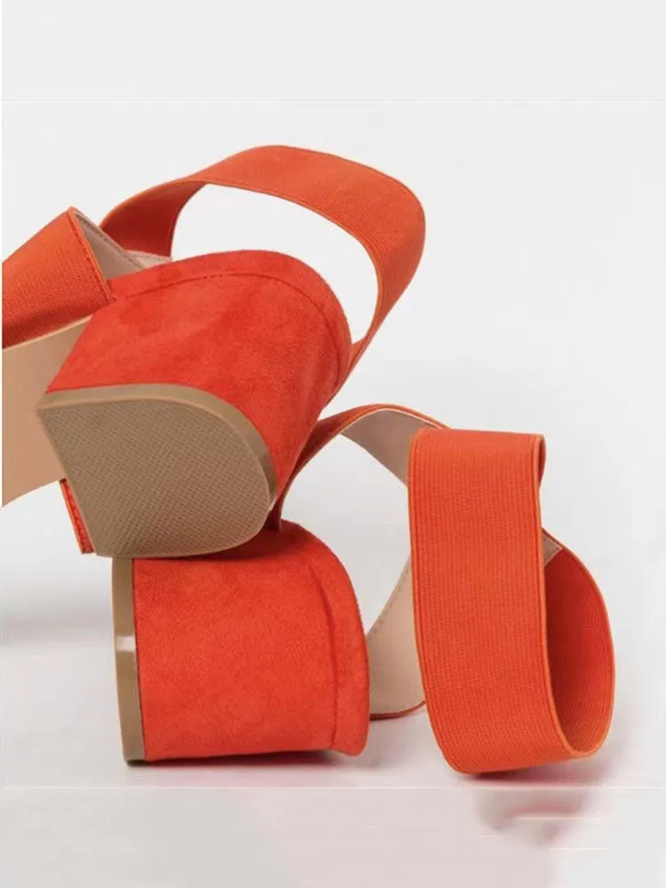 Round Toe Chunky Heel Sandal