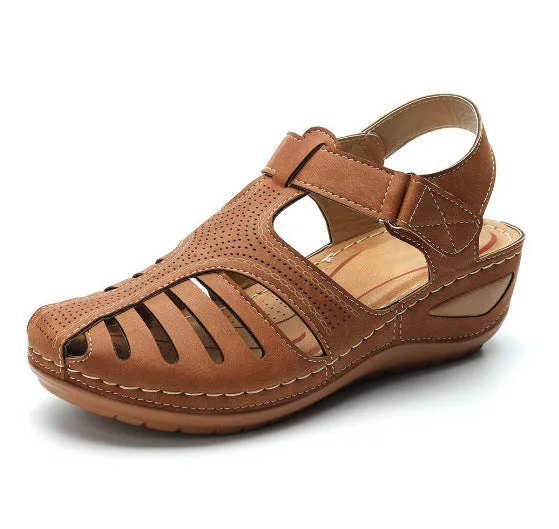 RXFSP Woman Summer Vintage Wedge Sandals Buckle Casual Sewing Women Shoes