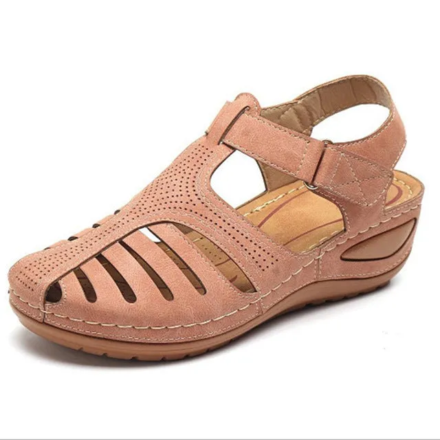RXFSP Woman Summer Vintage Wedge Sandals Buckle Casual Sewing Women Shoes