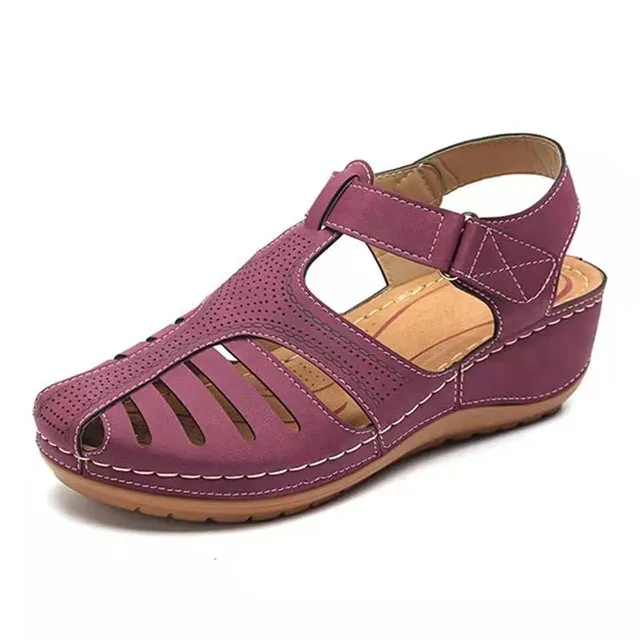 RXFSP Woman Summer Vintage Wedge Sandals Buckle Casual Sewing Women Shoes