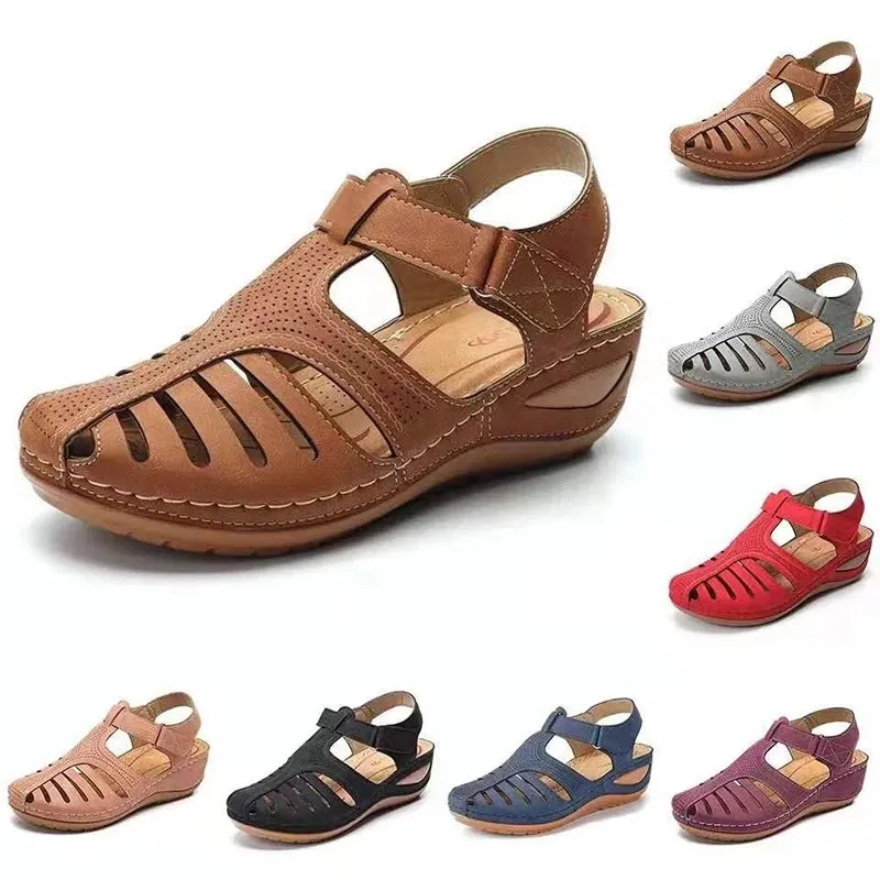 RXFSP Woman Summer Vintage Wedge Sandals Buckle Casual Sewing Women Shoes