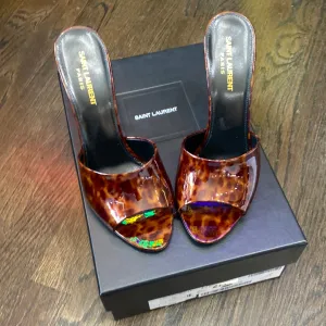 Saint Laurent Sexy Toortoise Stiletto Leopard Heel Mule Sandal