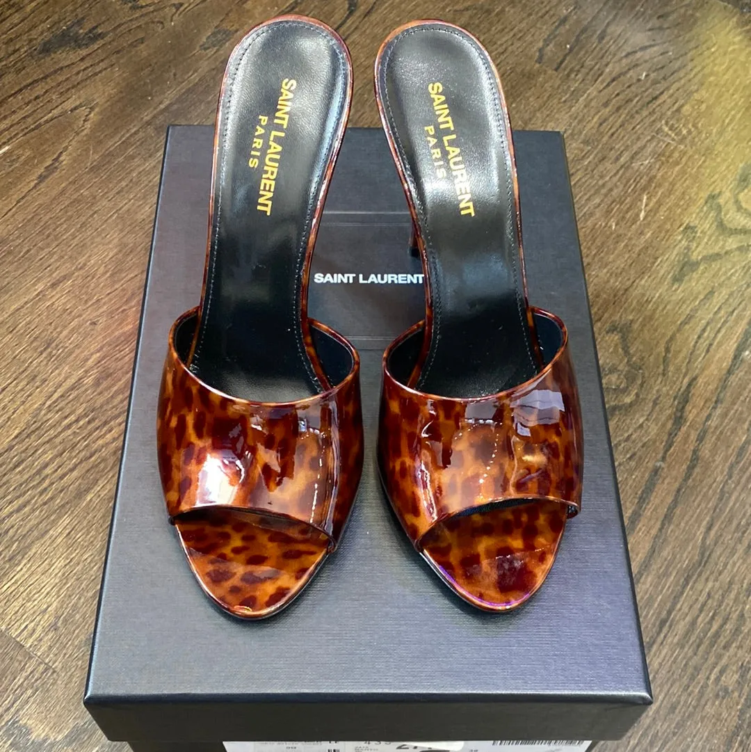 Saint Laurent Sexy Toortoise Stiletto Leopard Heel Mule Sandal