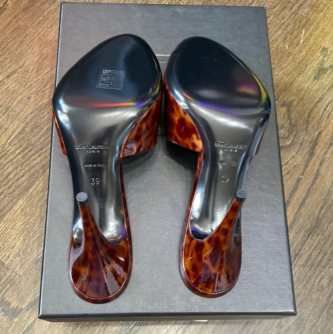 Saint Laurent Sexy Toortoise Stiletto Leopard Heel Mule Sandal