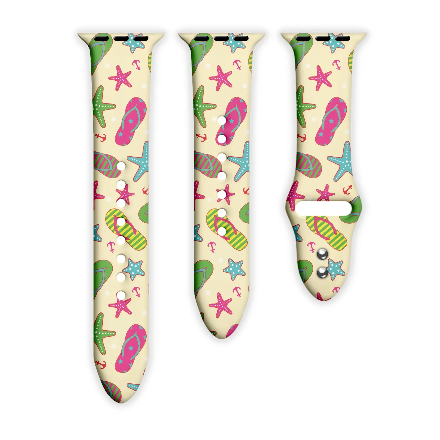 Sandy Toes Print | Silicone Watch Band for Apple Watch ®   Watch Face Incl.