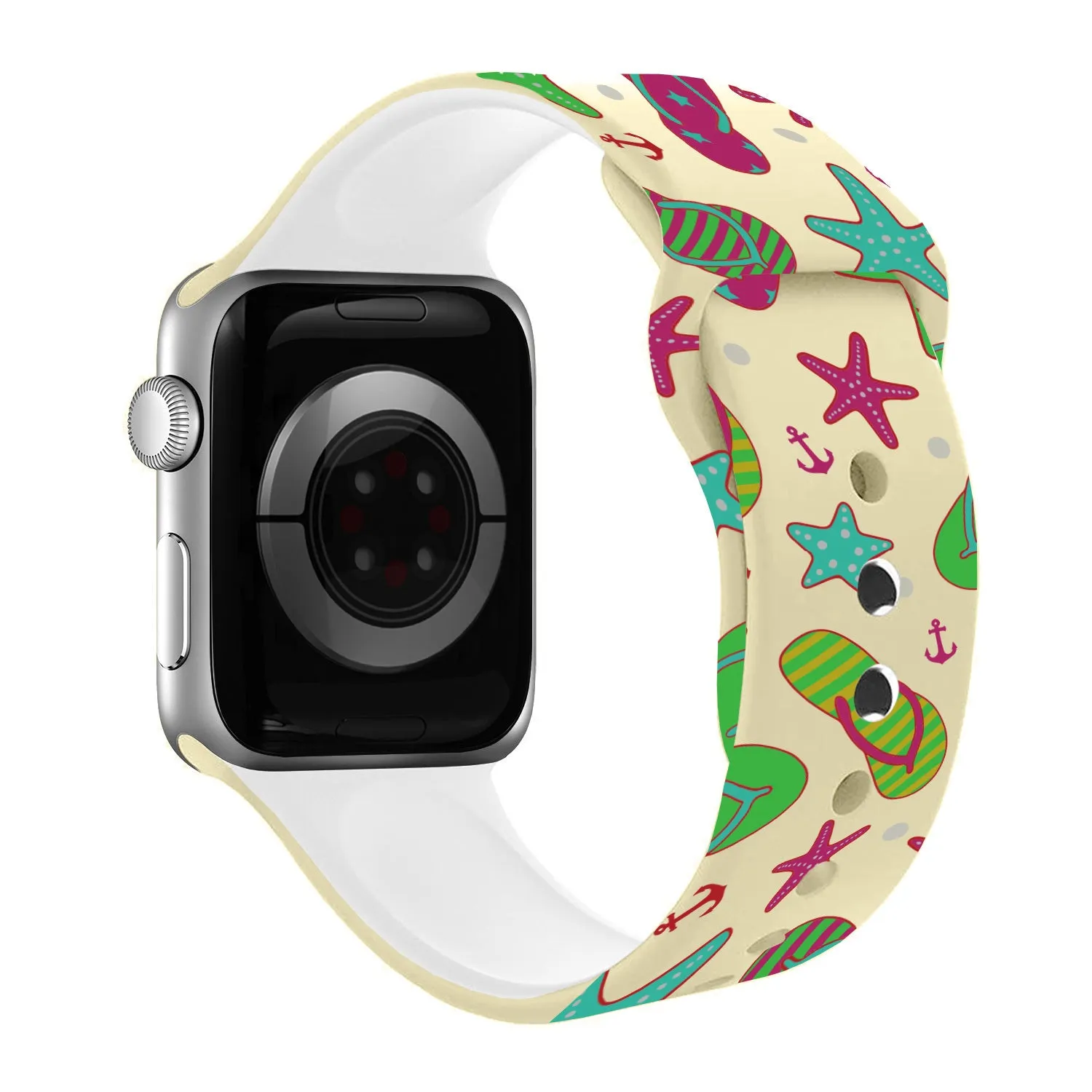 Sandy Toes Print | Silicone Watch Band for Apple Watch ®   Watch Face Incl.
