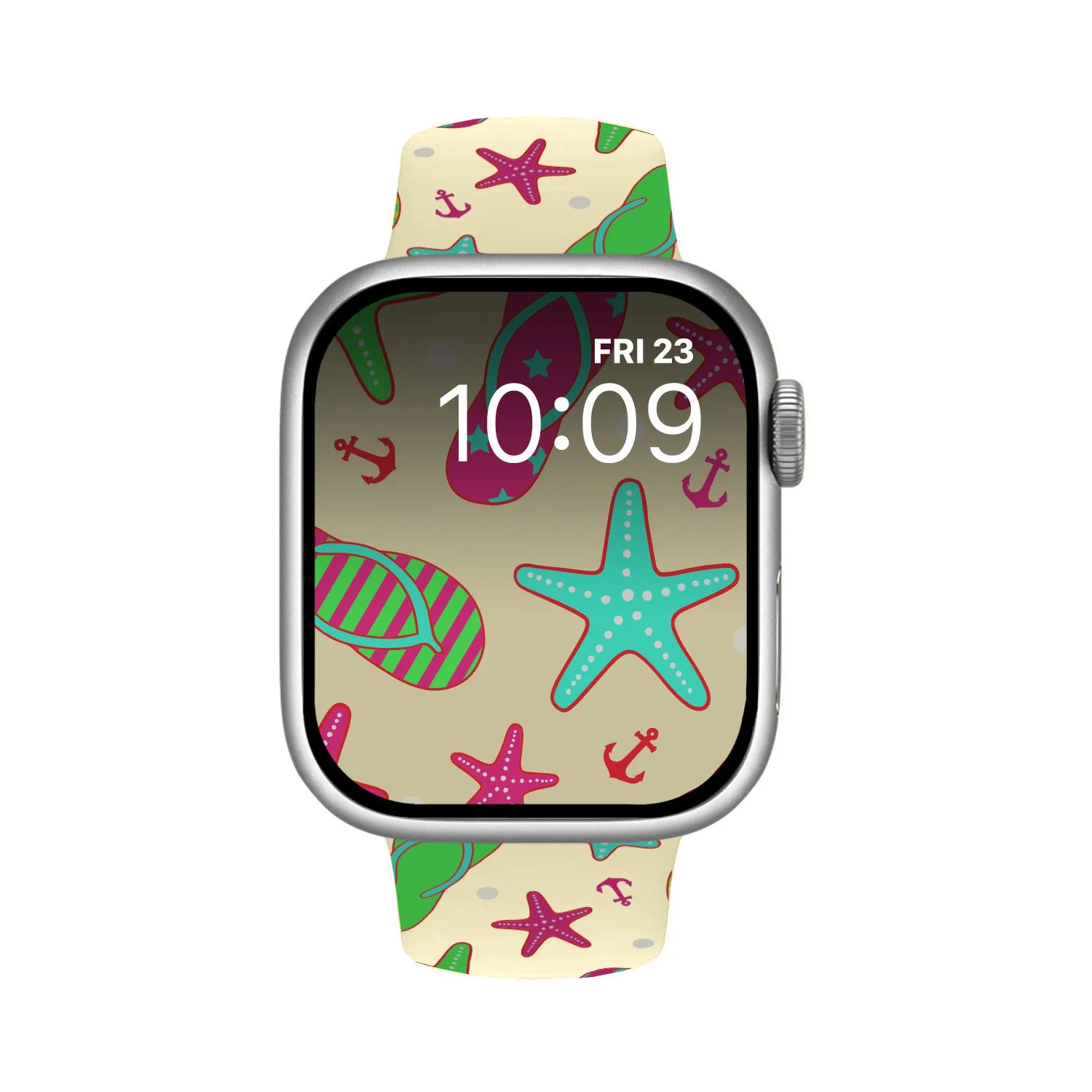 Sandy Toes Print | Silicone Watch Band for Apple Watch ®   Watch Face Incl.
