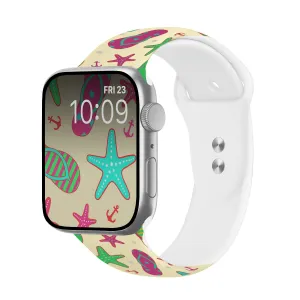Sandy Toes Print | Silicone Watch Band for Apple Watch ®   Watch Face Incl.