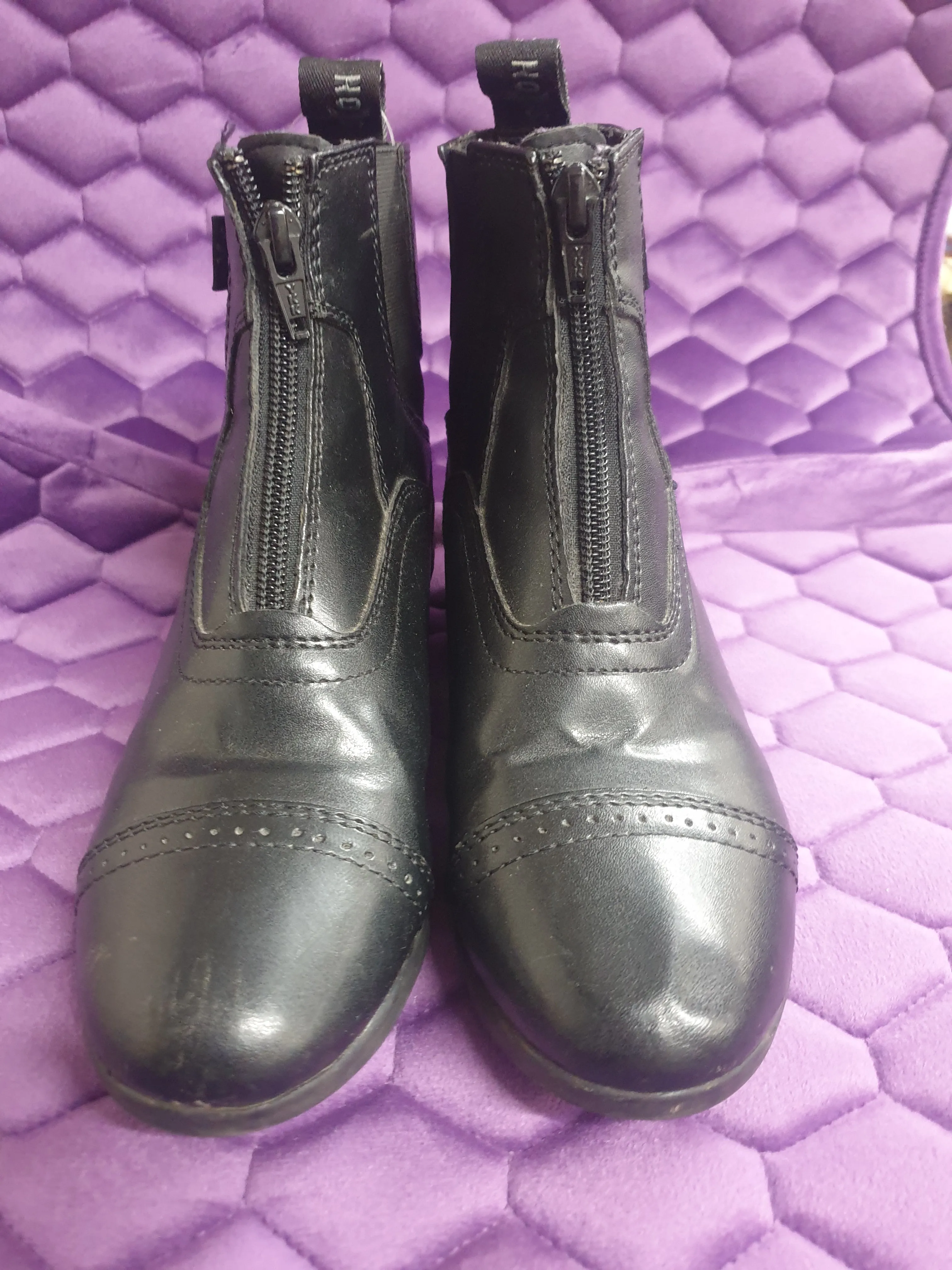 Saxon kids jodhpur boots black leather size 2