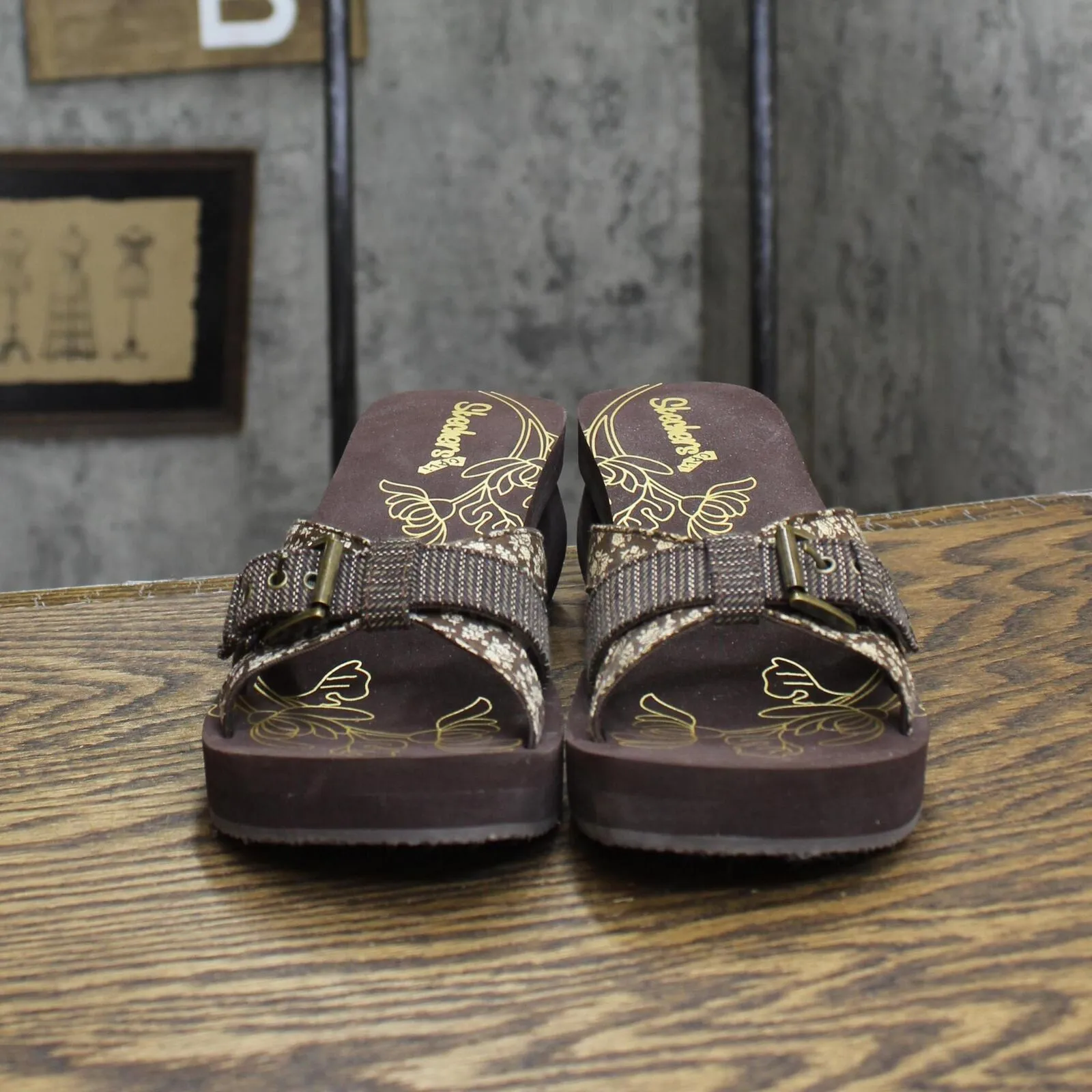 Skechers Cali Womens Foam Tennis Club Wedge Sandals 1673d5707817d1 Brown 6M