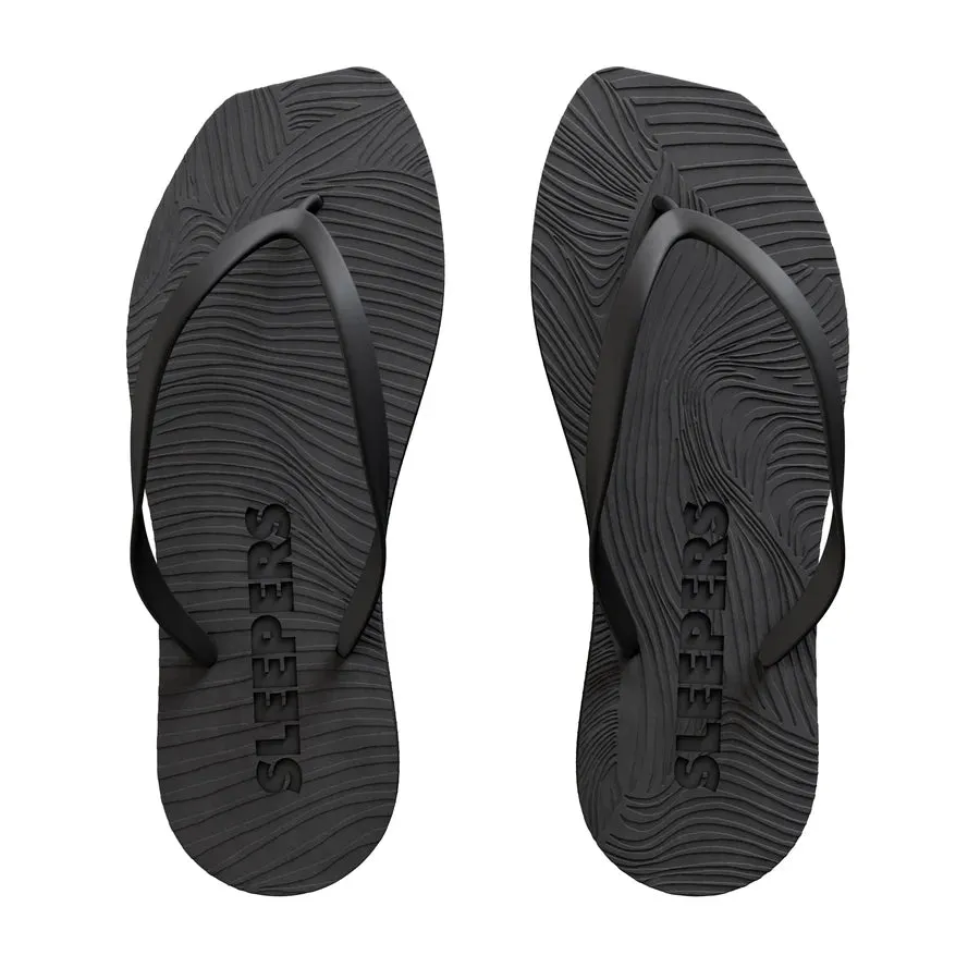 SLEEPERS Premium Grade Tapered Rubber Flip flops in Black