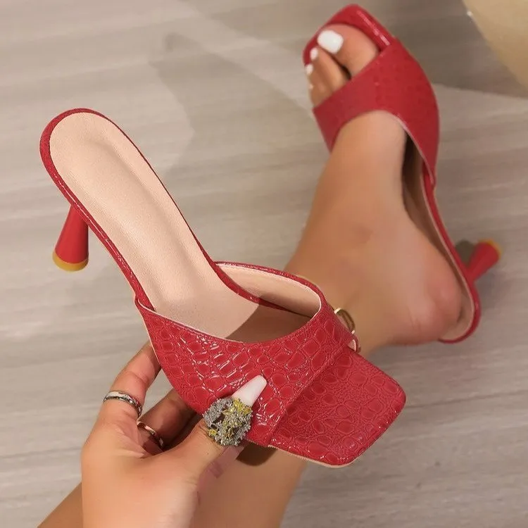 Snake Pattern Heel Slipper Sandals