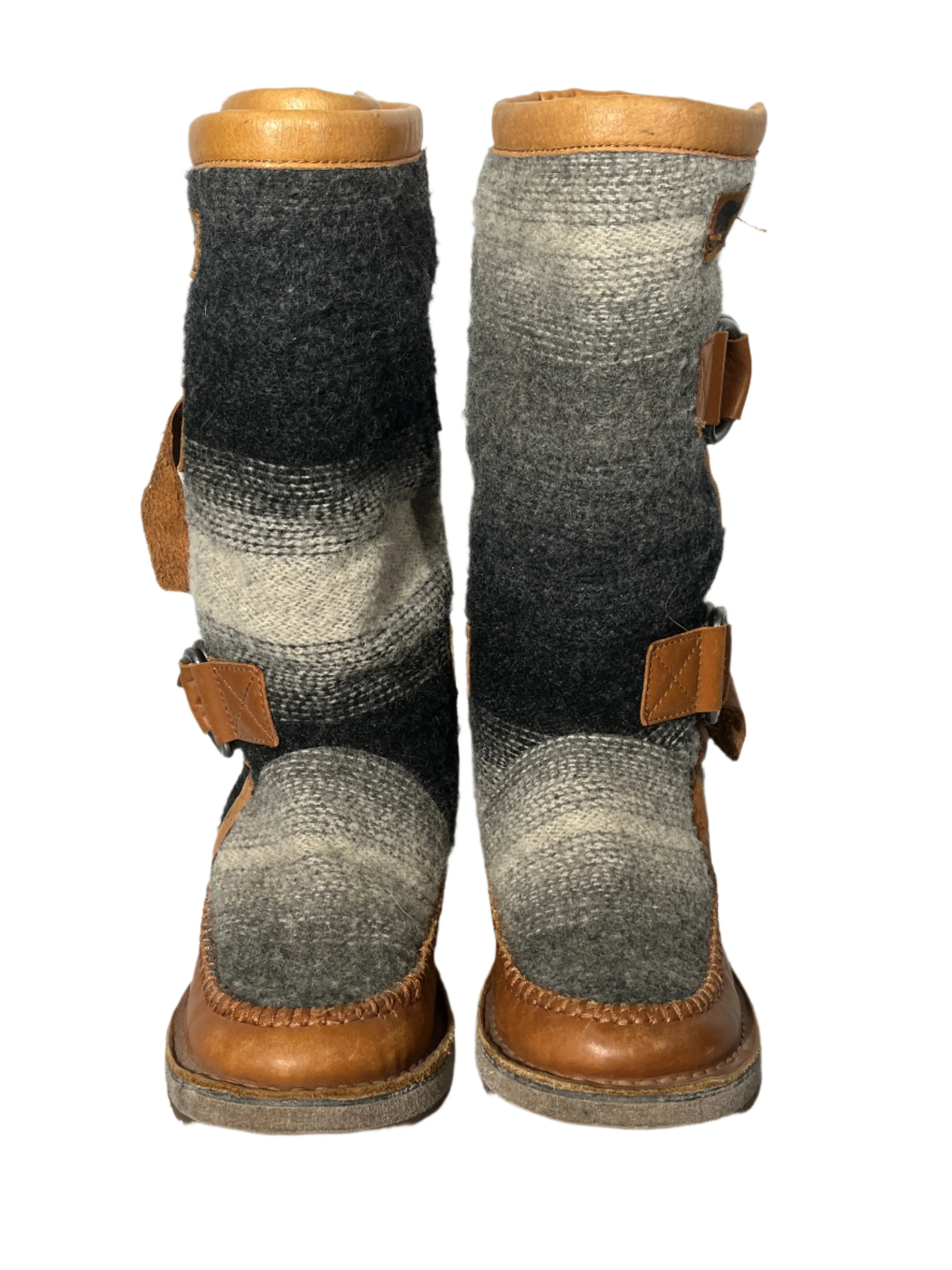 Sorel Leather Strap Wool Boots