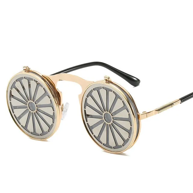 Steampunk Flip-up Retro Mirror Sunglasses