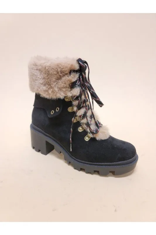 Suede Combat Boots