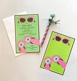Sunglasses & Flip Flop Beach Pool Party Invitations