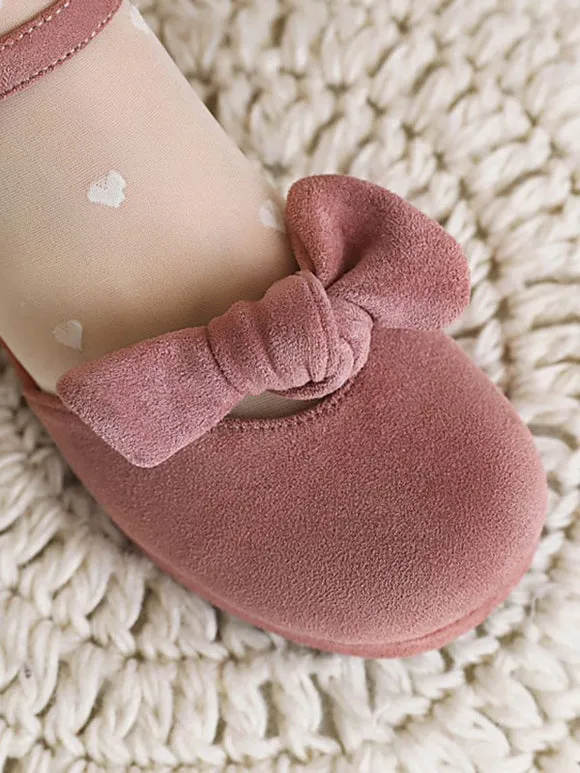 Sweet Lolita Sandals Bows Round Toe Chunky Heel Monogram Suede Pink Lolita Summer Ankle Strap Heels