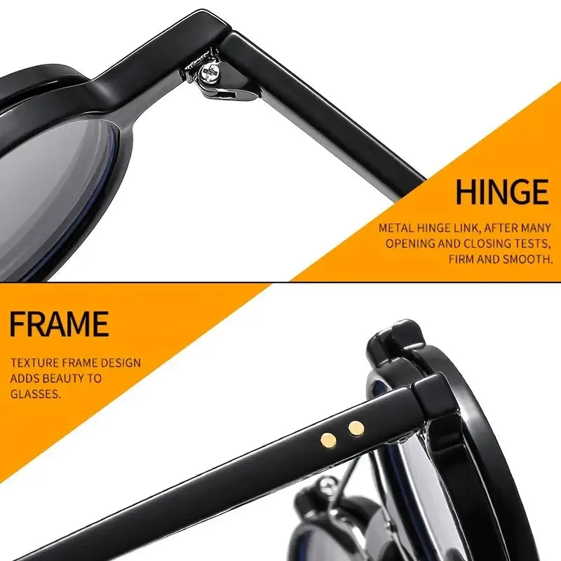 T307 New Small Round Face Frame Punk Double Flip Sunglasses