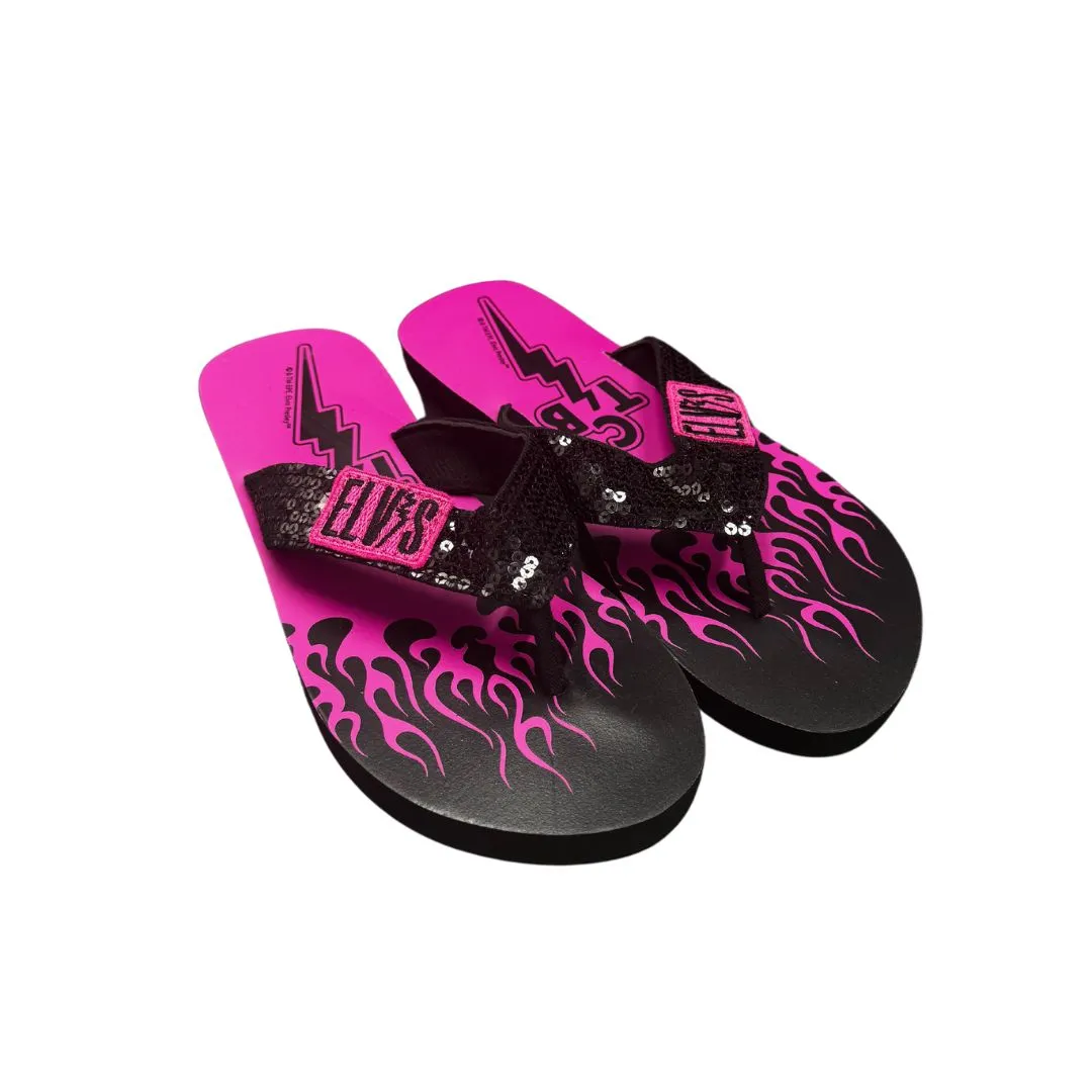 TCB Flames Sequin Flip Flops